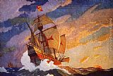 2012 Columbus' Three Ships by N.C. Wyeth painting